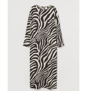 H&M Zebra Print Satin slit midi Dress